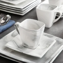 MALACASA, Serie Blance, 36 Tlg. Set Marmor Porzellan Kaffeeservice Geschirrset, Mit 12 Stück Kuchenteller, 12 Stück 180ml Tasse Und 12 Stück Untertasse Für 12 Personen 12 MALACASA, Serie Blance, 36 Tlg. Set Marmor Porzellan Kaffeeservice Geschirrset, Mit 12 Stück Kuchenteller, 12 Stück 180ml Tasse Und 12 Stück Untertasse Für 12 Personen -Qualitätsladen Für Geschirr 7a7fb5ad21b59fa0ae0beaaea22e1e26