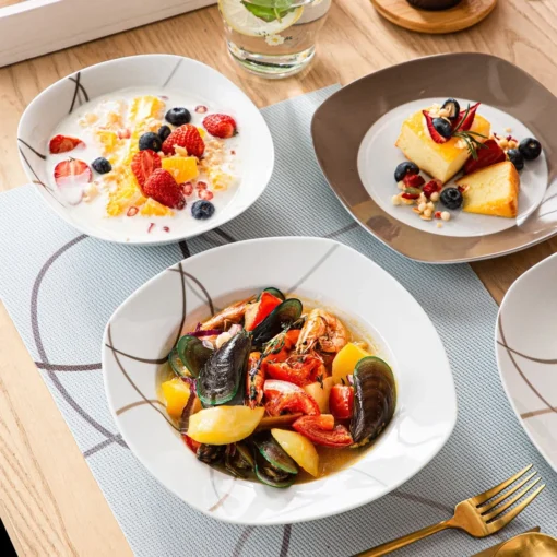 VEWEET Tafelservice 'Nikita' Aus Porzellan, 24 Teilig Geschirrset Beinhatlet Müslischalen, Dessertteller, Speiseteller Und Suppenteller, Geschirrservice Für 6 Personen – Bild 4