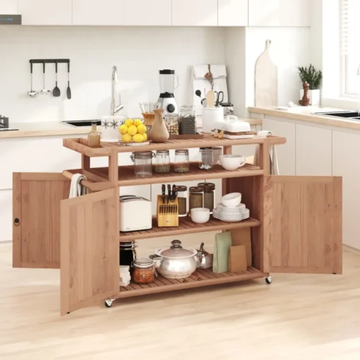 VidaXL Barwagen 120x50x90 Cm Massivholz Teak – Bild 2