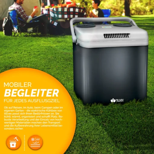 Tillvex Kühlbox Elektrisch 32L Grau | Mini-Kühlschrank 230 V Und 12 V Für KFZ Auto Camping | Kühlt & Wärmt | ECO-Modus – Bild 6