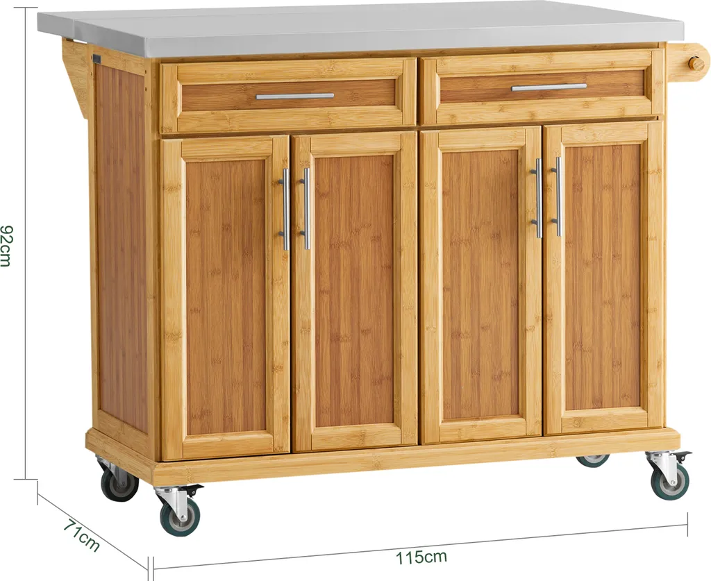 SoBuy FKW69-N Kücheninsel Küchenwagen Mit Erweiterbarer Edelstahlarbeitsplatte Küchenschrank Servierwagen Bambus BHT Ca.: 115x92x46-71cm 8 SoBuy FKW69-N Kücheninsel Küchenwagen Mit Erweiterbarer Edelstahlarbeitsplatte Küchenschrank Servierwagen Bambus BHT Ca.: 115x92x46-71cm – Bild 8