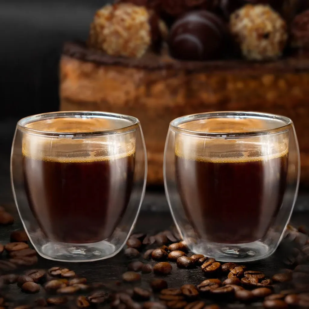 Creano Doppelwandige Espresso-Gläser, 4er-Set 100ml Thermo-Gläser Mit Schwebe-Effekt 2 Creano Doppelwandige Espresso-Gläser, 4er-Set 100ml Thermo-Gläser Mit Schwebe-Effekt – Bild 2