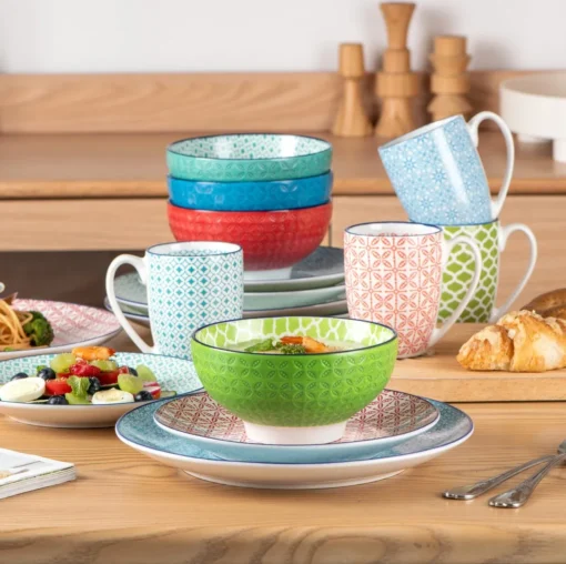 Vancasso Macaron Porzellan Kombiservice, 16 Teilig Geschirrset, Mit Je 4 Speiseteller, Dessertteller, Müslischalen Und Kaffeebecher Für 4 Personen – Bild 6
