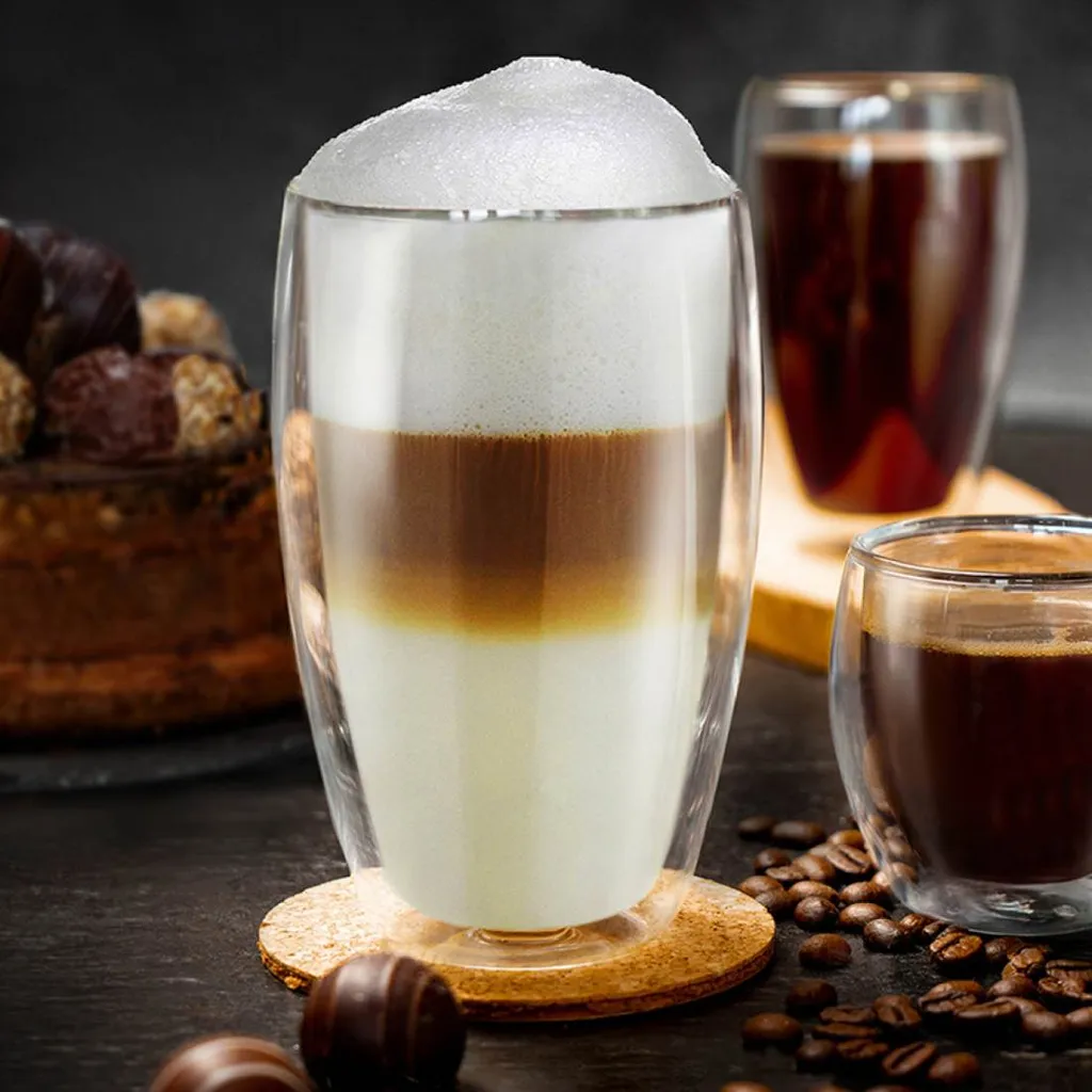 Creano Doppelwandiges Thermoglas 400ml „DG-SH“, Großes Doppelwandglas Aus Borosilikatglas, Doppelwandige Kaffeegläser, Teegläser, Latte Gläser 4er Set 2 Creano Doppelwandiges Thermoglas 400ml „DG-SH“, Großes Doppelwandglas Aus Borosilikatglas, Doppelwandige Kaffeegläser, Teegläser, Latte Gläser 4er Set – Bild 2
