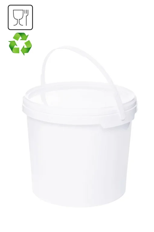 Eimer Mit Deckel Und Henkel Weiß Lebensmittelecht, Stabil, Luftdicht - Plastikeimer Mit Griff Bügel Lebensmitteleimer, Anzahl:1, Farbe:Weiß, Größe:3L – Bild 4