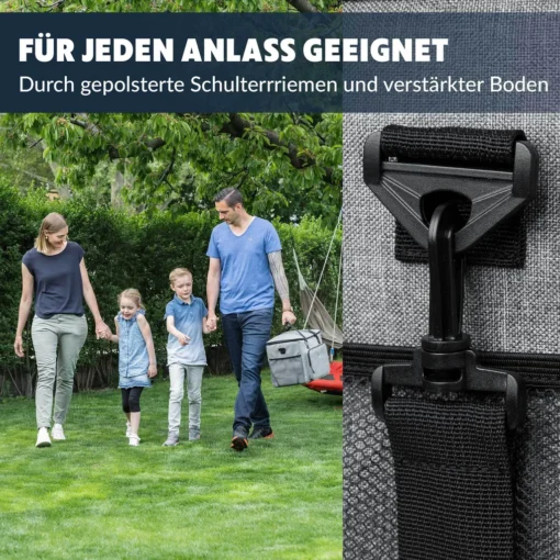 Obics - Kühltasche Gross Faltbar 30l Kuehlbox Isoliertasche Grau Für Essen In Tupperware Für Auto Mit Fächer Lunchtasche Camping Zubehör Für Picknick Essenstasche Isoliert Und Wasserdicht Für Arbeit – Bild 6