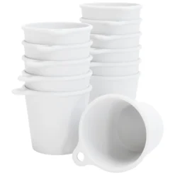 SoPro 12x Schnapsbecher Plastik 4 Cl Wiederverwendbar - Shotgläser 40 Milliliter Weiß - Mehrweg Schnapsglas Zum Umhängen