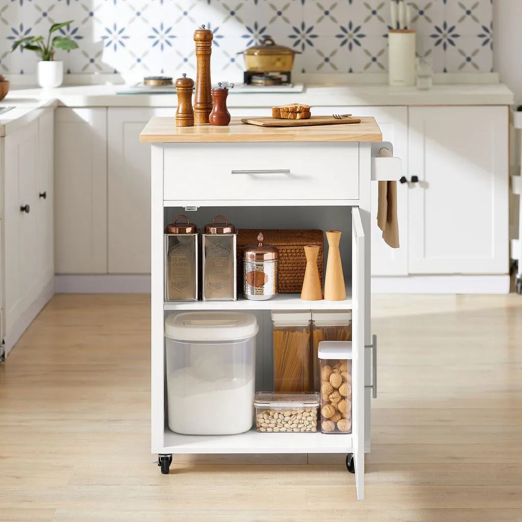 SoBuy FKW102-WN Küchenwagen Mit Arbeitsplatte Servierwagen Beistellwagen Rollwagen Getränkewagen Fürs Büro BHT Ca.: 68x90x46cm 3 SoBuy FKW102-WN Küchenwagen Mit Arbeitsplatte Servierwagen Beistellwagen Rollwagen Getränkewagen Fürs Büro BHT Ca.: 68x90x46cm – Bild 3