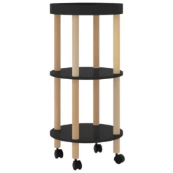 VidaXL Servierwagen 3 Etagen Schwarz 38x38x82 Cm Holzwerkstoff & Holz