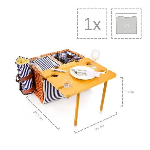 Sänger SÄNGER Picknickkorb Borkum Mit Integriertem Tisch & Kühltasche 25 Teilig Für 4 Personen – Bild 4