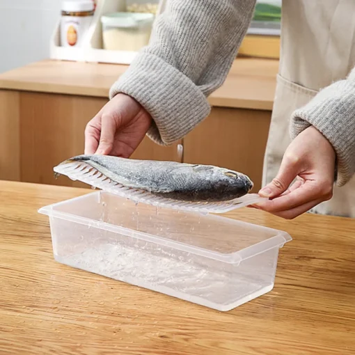 4 Stück Lebensmittel Frisch Aufbewahren Kühlschrank Aufbewahrungsbox Lebensmittelbehälter Frischhaltedosen,mit Abnehmbarer Ablaufplatte Und Deckel,Stapelbare Kunststoffbox – Bild 2