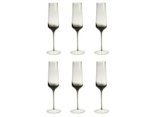 Sektglas 6er-Set - Grau Transparent - H. 23 Cm - 22 Cl - NURIA – Bild 2