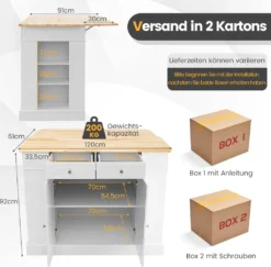 COSTWAY Kücheninsel Aus Gummiholz, Küchenschrank Klappbar Mit Ausziehbarer Arbeitsplatte, Küchenschrank Mit Schubladen, Seitenregalen, 2-türigem Schrank, 3-stufig Verstellbaren Böden 12 COSTWAY Kücheninsel Aus Gummiholz, Küchenschrank Klappbar Mit Ausziehbarer Arbeitsplatte, Küchenschrank Mit Schubladen, Seitenregalen, 2-türigem Schrank, 3-stufig Verstellbaren Böden -Qualitätsladen Für Geschirr 8312baeb46863bc6d5fd8e176c5ed225
