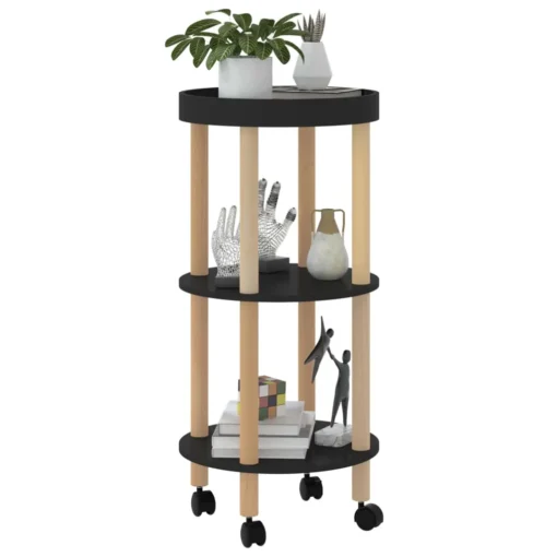 VidaXL Servierwagen 3 Etagen Schwarz 38x38x82 Cm Holzwerkstoff & Holz – Bild 3