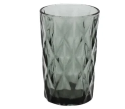 Longdrinkglas MADISON Grau Anthrazit Trinkglas Mit Rautenmuster Retro