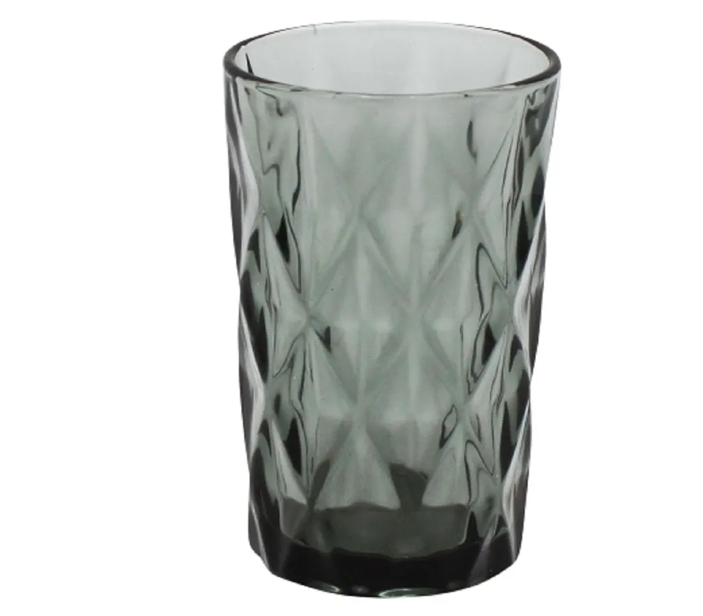 Longdrinkglas MADISON Grau Anthrazit Trinkglas Mit Rautenmuster Retro 1 Longdrinkglas MADISON Grau Anthrazit Trinkglas Mit Rautenmuster Retro