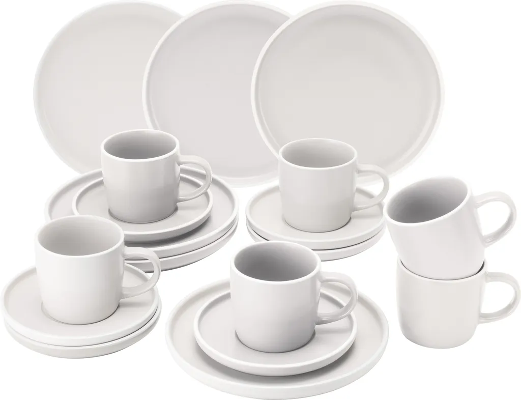 18tlg. Kaffeeservice Lea 6 Personen Kuchenteller Kaffee-Tasse Weiß Steingut 2 18tlg. Kaffeeservice Lea 6 Personen Kuchenteller Kaffee-Tasse Weiß Steingut – Bild 2