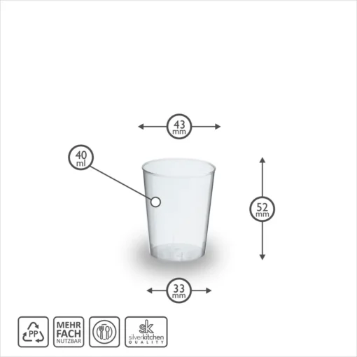 100 Schnapsgläser Aus Plastik, 4 Cl, Transparent, Mehrweg Shot Becher – Bild 5