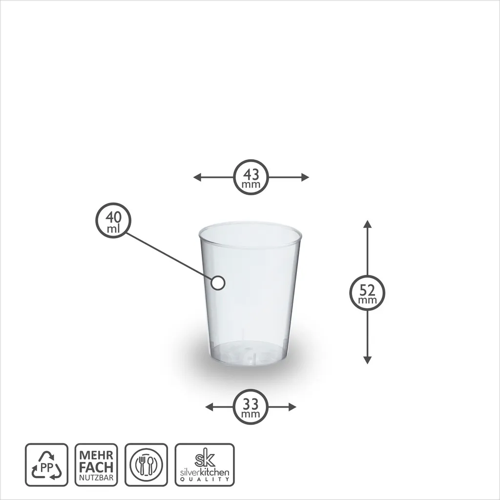 100 Schnapsgläser Aus Plastik, 4 Cl, Transparent, Mehrweg Shot Becher 5 100 Schnapsgläser Aus Plastik, 4 Cl, Transparent, Mehrweg Shot Becher – Bild 5
