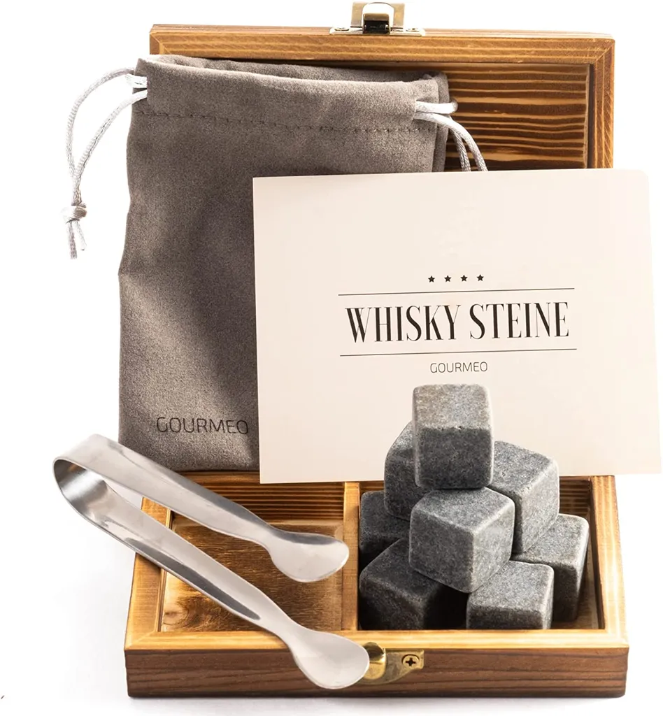 GOURMEO 9 Whisky Steine Im Set In Der Holzbox Aus Natürlichem Basalt 1 GOURMEO 9 Whisky Steine Im Set In Der Holzbox Aus Natürlichem Basalt