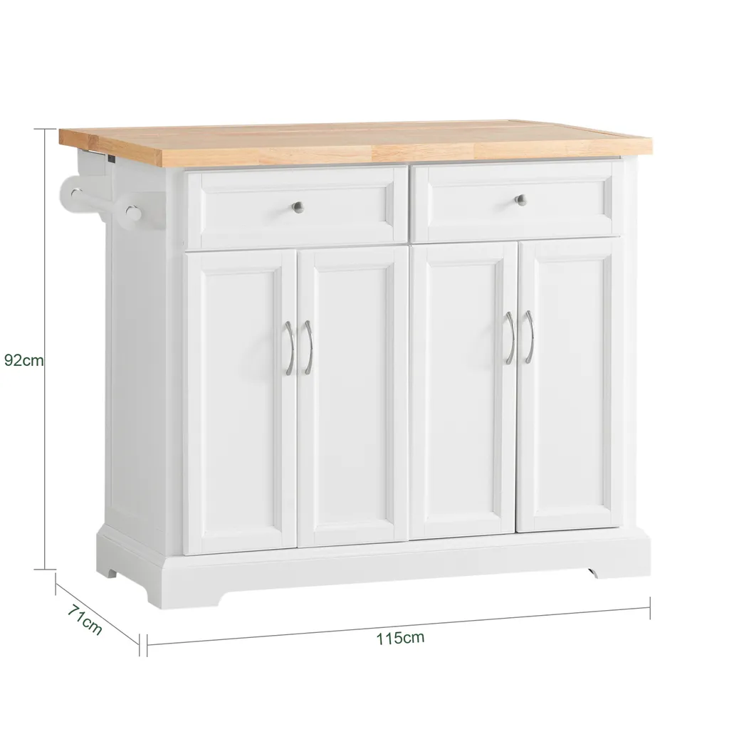SoBuy FKW71-WN Kücheninsel Küchenwagen Mit Erweiterbarer Arbeitsplatte Küchenschrank Servierwagen Holz Weiß BHT Ca.: 115x92x46-71cm 7 SoBuy FKW71-WN Kücheninsel Küchenwagen Mit Erweiterbarer Arbeitsplatte Küchenschrank Servierwagen Holz Weiß BHT Ca.: 115x92x46-71cm – Bild 7