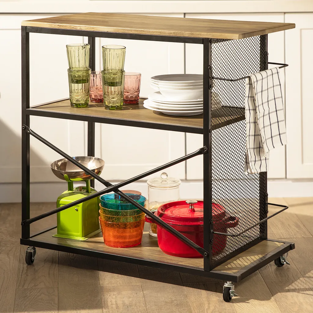 SoBuy SVW05-N Servierwagen Mit 3 Ebenen Beistellwagen Barwagen Küchenwagen Küchenregal Mit Rollen BHT Ca.: 80x80x40cm 3 SoBuy SVW05-N Servierwagen Mit 3 Ebenen Beistellwagen Barwagen Küchenwagen Küchenregal Mit Rollen BHT Ca.: 80x80x40cm – Bild 3