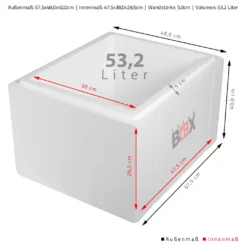 Styroporbox 53W | Wand: 5,0cm | Volumen: 53,2L | Innenmaß:47x38x29cm | Weiß Isolierbox Thermobox Kühlbox Warmhaltebox -Qualitätsladen Für Geschirr 87598cfea9e459ac2b06ad32bcb99f06