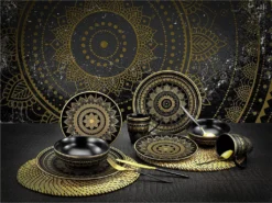 CreaTable 23588 Tafelservice Mandala Für 4 Personen, Steinzeug, Schwarz/gold (1 Set, 12-teilig) 13 CreaTable 23588 Tafelservice Mandala Für 4 Personen, Steinzeug, Schwarz/gold (1 Set, 12-teilig) -Qualitätsladen Für Geschirr 889183d783d354b51bb250295a7c2a6d