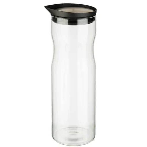 APS Glaskaraffe /// Ø 8 Cm, H: 25 Cm, 1 Liter /// Glas, 18/8 Edelstahl, Silikon /// Deckel Matt Poliert /// 10721 – Bild 4
