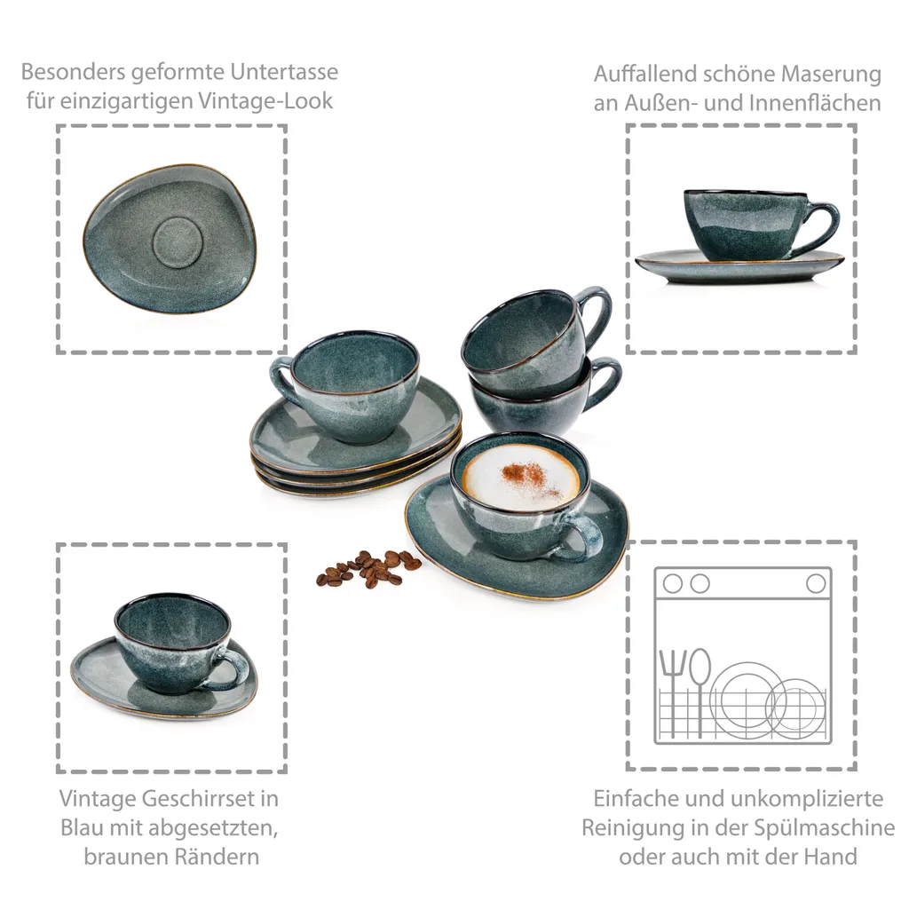 Sänger SÄNGER Kaffeetassen Set Darwin 8 Teilig Für 4 Personen 5 Sänger SÄNGER Kaffeetassen Set Darwin 8 Teilig Für 4 Personen – Bild 5