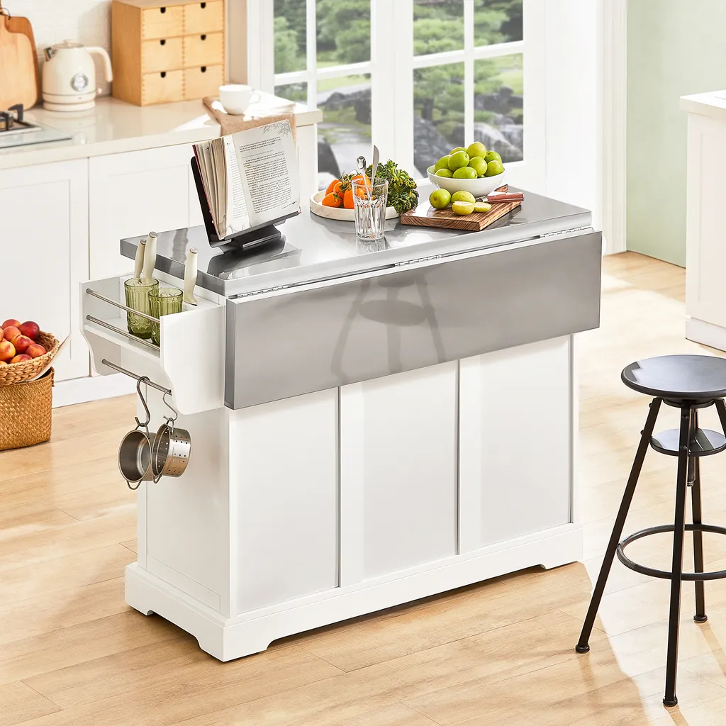 SoBuy FKW41-ST Luxus-Küchenwagen Mit Edelstahlplatte Küchenschrank Sideboard Mit Erweiterbarer Arbeitsfläche Servierwagen BHT Ca.:130x91x46(+25) Cm 4 SoBuy FKW41-ST Luxus-Küchenwagen Mit Edelstahlplatte Küchenschrank Sideboard Mit Erweiterbarer Arbeitsfläche Servierwagen BHT Ca.:130x91x46(+25) Cm – Bild 4