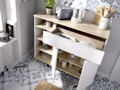 Küchenschrank Mit 2 Türen, 1 Schublade & 4 Ablagen - Weiß & Eichefarben - WAJDI 7 Küchenschrank Mit 2 Türen, 1 Schublade & 4 Ablagen - Weiß & Eichefarben - WAJDI -Qualitätsladen Für Geschirr 8bfa9d7afddcc18f9d438313268c2b85