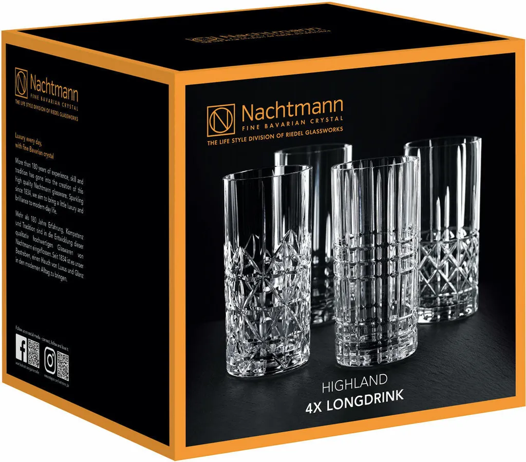 Nachtmann 0097784-0 Longdrinkbecher 'Highland' Kristallglas, 375 Ml, H: 15,1 Cm, ø 7,7 Cm, Transparent, 4-teilig (1 Set) 7 Nachtmann 0097784-0 Longdrinkbecher 'Highland' Kristallglas, 375 Ml, H: 15,1 Cm, ø 7,7 Cm, Transparent, 4-teilig (1 Set) – Bild 7