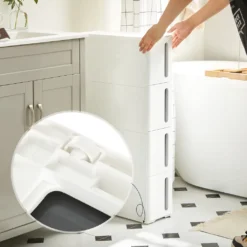 SONGMICS Küchenregal, Nischenregal Mit Rollen, Schmaler Rollwagen Mit 4 Schubladen, Mobil, Ausziehbar, Badregal, Küchenschrank Mit Rädern, PP-Kunststoff, Platzsparend, 45 X 17 X 84 Cm, Weiß-grau KFR008G01 8 SONGMICS Küchenregal, Nischenregal Mit Rollen, Schmaler Rollwagen Mit 4 Schubladen, Mobil, Ausziehbar, Badregal, Küchenschrank Mit Rädern, PP-Kunststoff, Platzsparend, 45 X 17 X 84 Cm, Weiß-grau KFR008G01 -Qualitätsladen Für Geschirr 8c1d80ea46906e252ac68b00b6e3212c