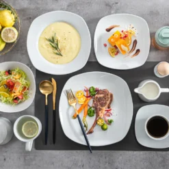 MALACASA, Serie Elisa, 100-teilig Tafelservice, Porzellan Kombiservice Mit Speiseteller, Suppenteller, Eierbecher, Kaffeetassen, Müslischalen, Dessertteller Für 12 Personen Grauweiß -Qualitätsladen Für Geschirr 8c2b831d18792b49b890ebf8c8d200dd