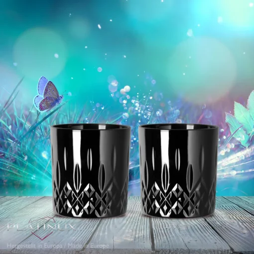 Schwarze Trinkgläser Mit Diamant Muster Aus Glas 250ml (max. 300ml) Gläser Whiskeygläser – Bild 2