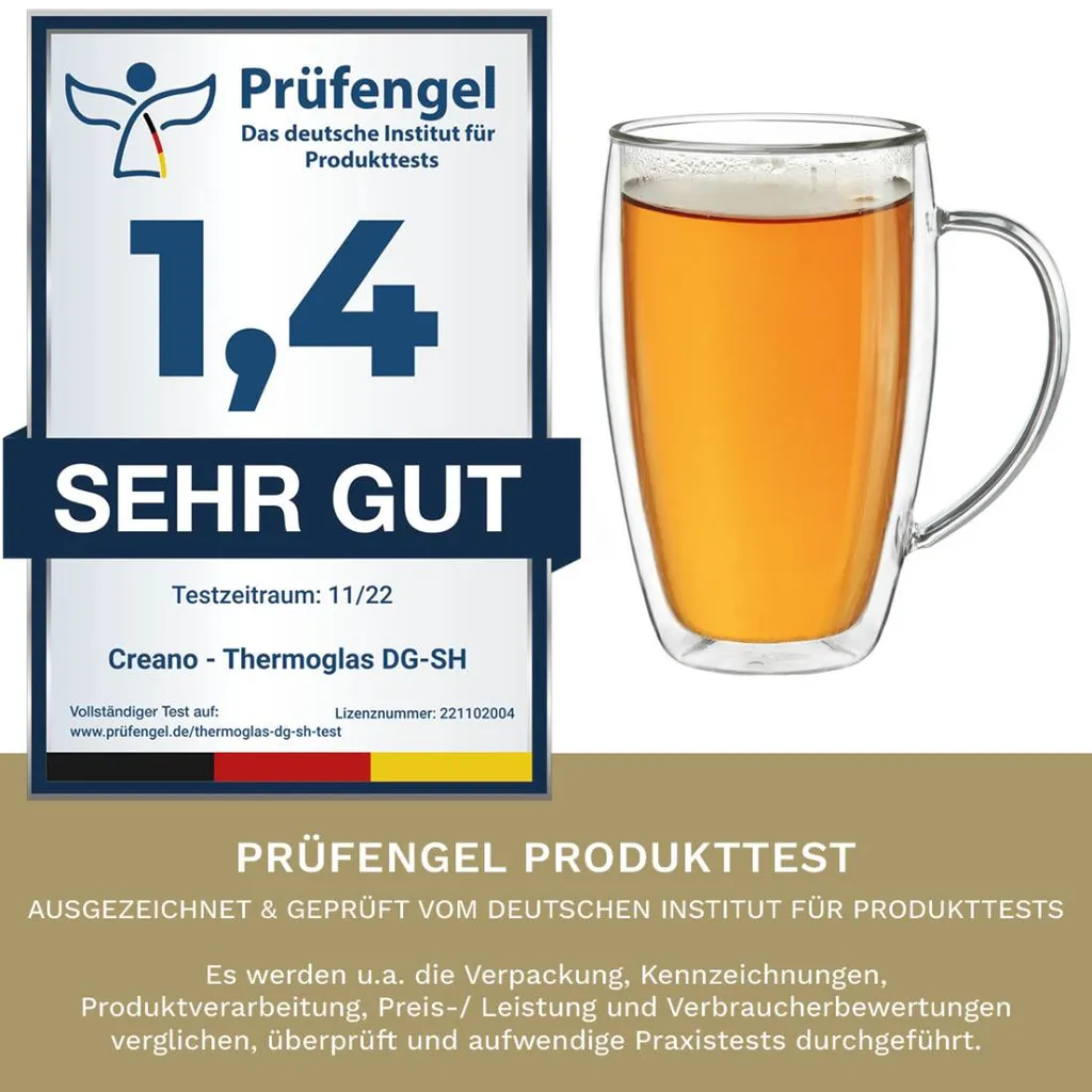 Thermoglas Mit Henkel „DG-SHH“ 400 Ml,4er Set 5 Thermoglas Mit Henkel „DG-SHH“ 400 Ml,4er Set – Bild 5