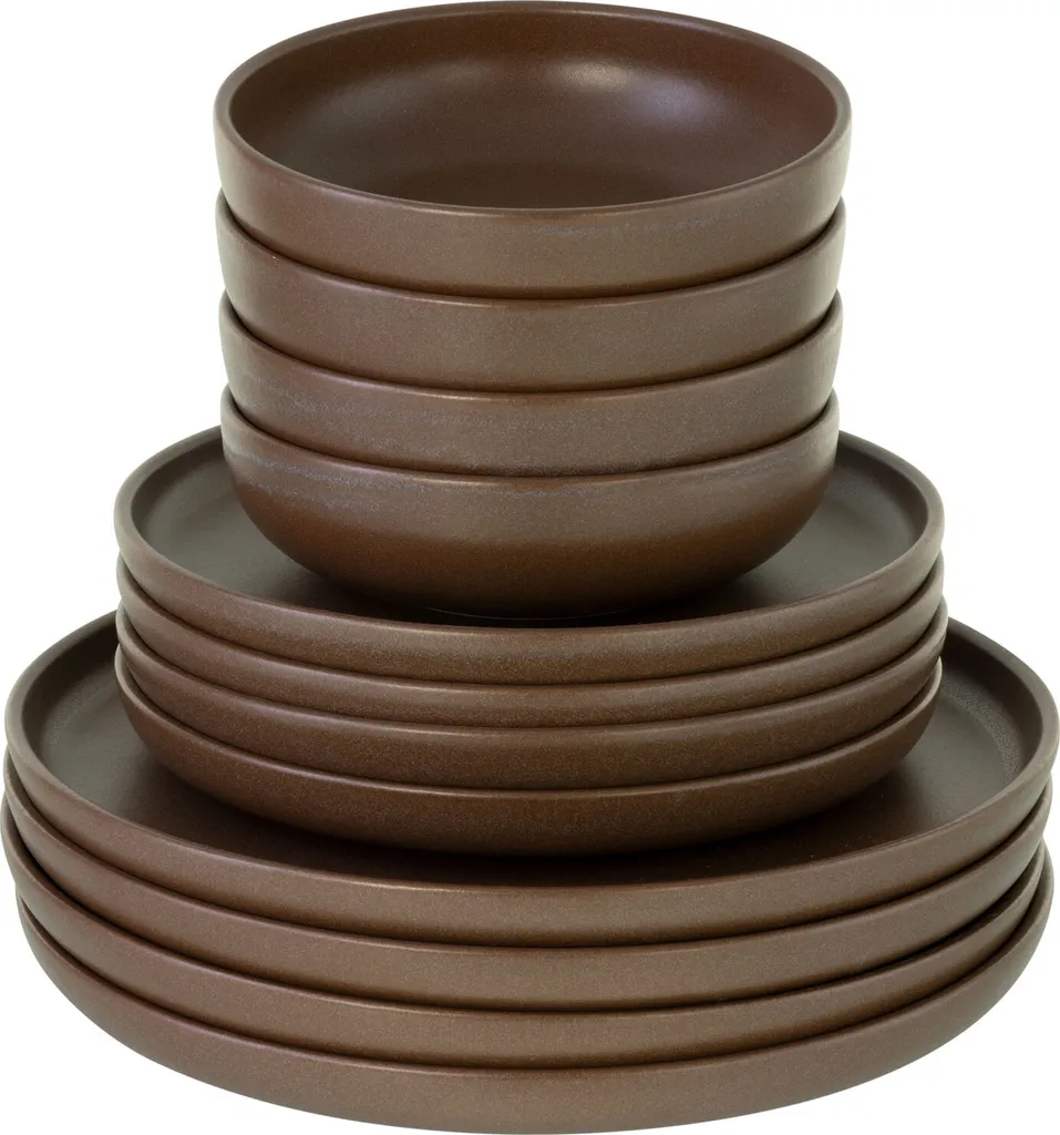 CreaTable, 23659, Serie Uno Braun, Geschirrset, Teller Set 12 Teilig, Farbe:Braun 2 CreaTable, 23659, Serie Uno Braun, Geschirrset, Teller Set 12 Teilig, Farbe:Braun – Bild 2