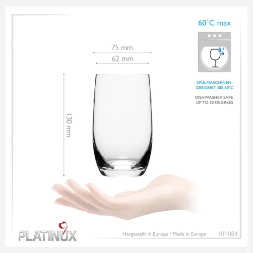 Elegante Trinkgläser 360ml (max. 440ml) Set 6 Teilig Wassergläser Saftgläser – Bild 2