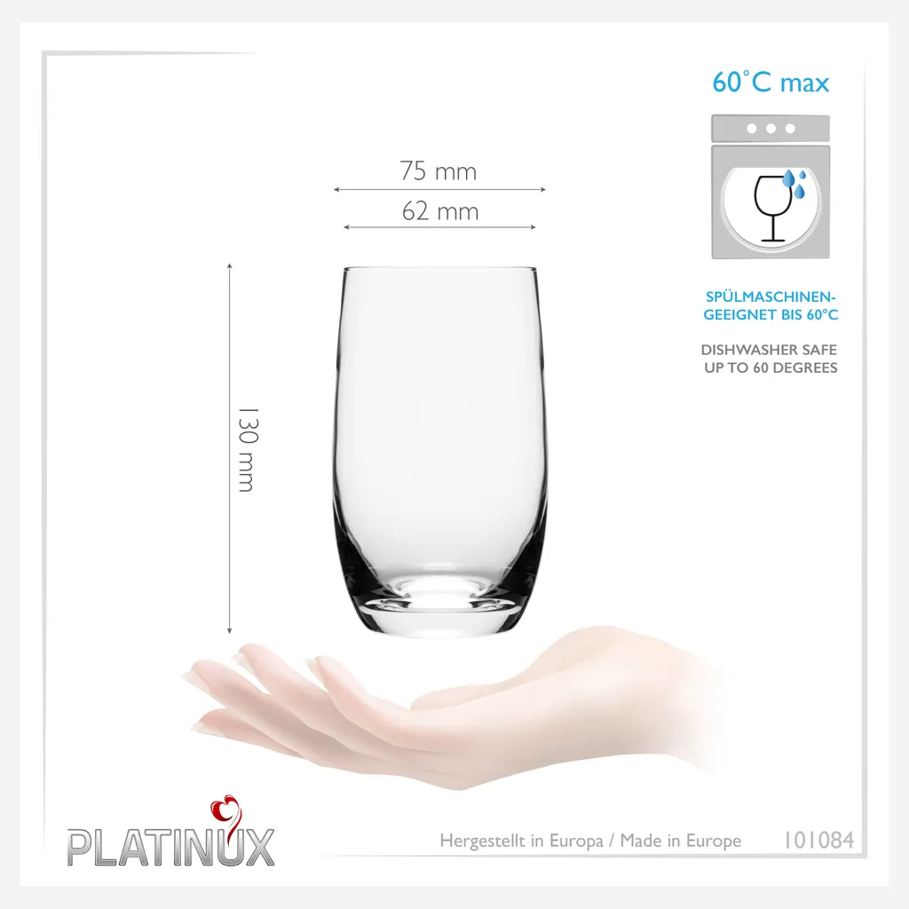 Elegante Trinkgläser 360ml (max. 440ml) Set 6 Teilig Wassergläser Saftgläser 2 Elegante Trinkgläser 360ml (max. 440ml) Set 6 Teilig Wassergläser Saftgläser – Bild 2