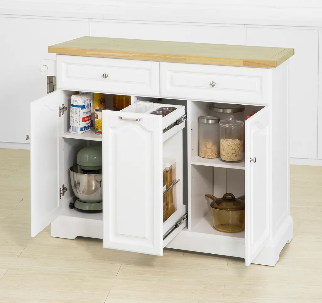 SoBuy FKW100-WN Kücheninsel Mit Arbeitsplatte Küchenwagen Mit 2 Türen Und Ausziehbarem Flaschenhalter Küchenschrank Sideboard Küchentrolley Weiß BHT Ca.: 115x90x46cm 2 SoBuy FKW100-WN Kücheninsel Mit Arbeitsplatte Küchenwagen Mit 2 Türen Und Ausziehbarem Flaschenhalter Küchenschrank Sideboard Küchentrolley Weiß BHT Ca.: 115x90x46cm – Bild 2