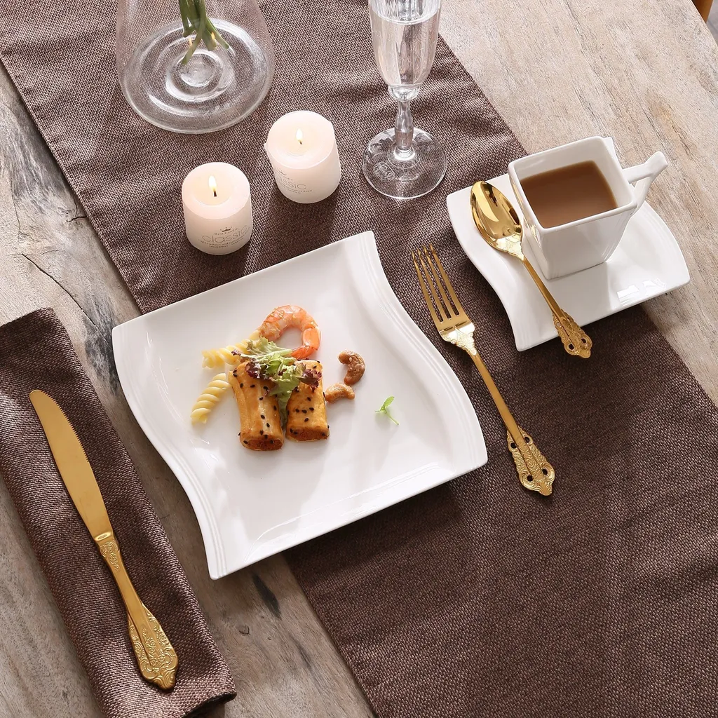 MALACASA, Serie Flora, 18 Tlg . Set Cremeweiß Porzellan Kaffeeservice Geschirrset Mit Je 6 Kuchenteller, 6 Tasse 220ml, 6 Untertasse Für 6 Personen 5 MALACASA, Serie Flora, 18 Tlg . Set Cremeweiß Porzellan Kaffeeservice Geschirrset Mit Je 6 Kuchenteller, 6 Tasse 220ml, 6 Untertasse Für 6 Personen – Bild 5