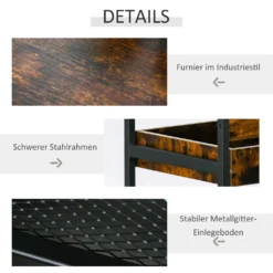 HOMCOM Küchenwagen Küchenrollwagen Servierwagen 3-stöckige Küchenregal Industrie-Design Mit Verstellbaren Füßen Rustikales Braun 80 X 40 X 90 Cm -Qualitätsladen Für Geschirr 91cb9f9efa619585d7d9dc8efffd6e88