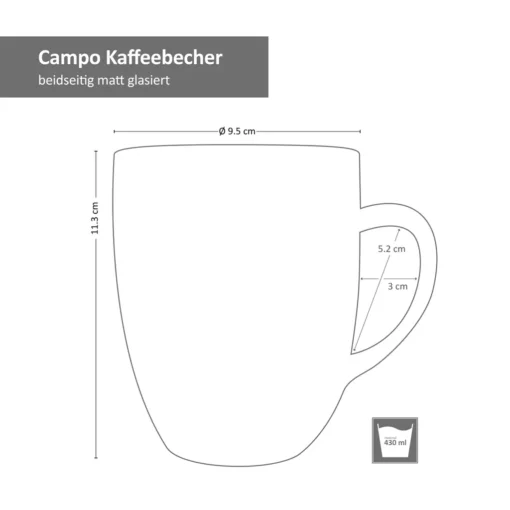 24tlg. Geschirrset Campo Creme 6 Pers. Kaffeebecher Suppenteller Kuchenteller Speiseteller – Bild 6
