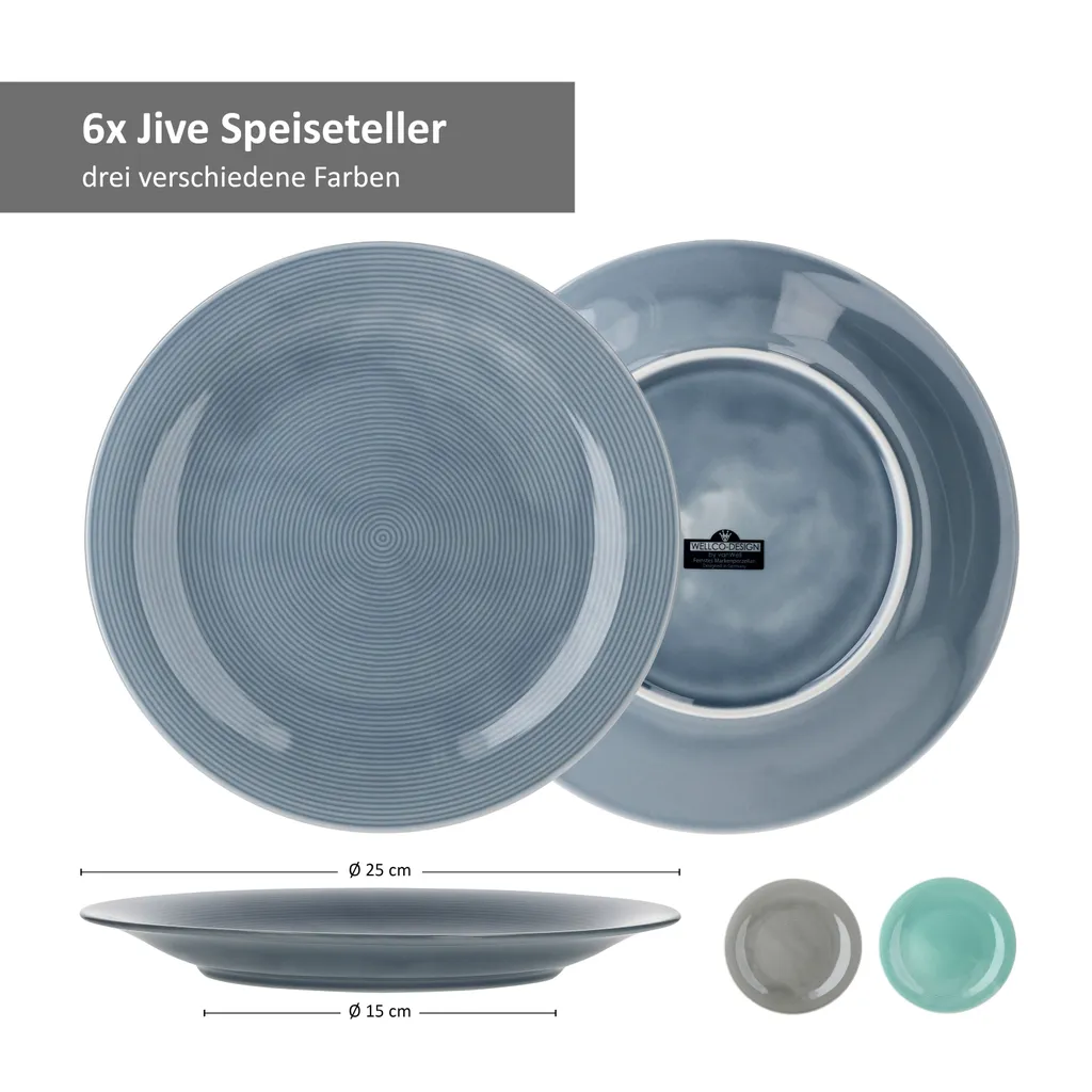 24tlg Geschirrset Jive 6Pers Kaffeebecher Suppenteller Kuchenteller Speiseteller Porzellan Bunt 8 24tlg Geschirrset Jive 6Pers Kaffeebecher Suppenteller Kuchenteller Speiseteller Porzellan Bunt – Bild 8
