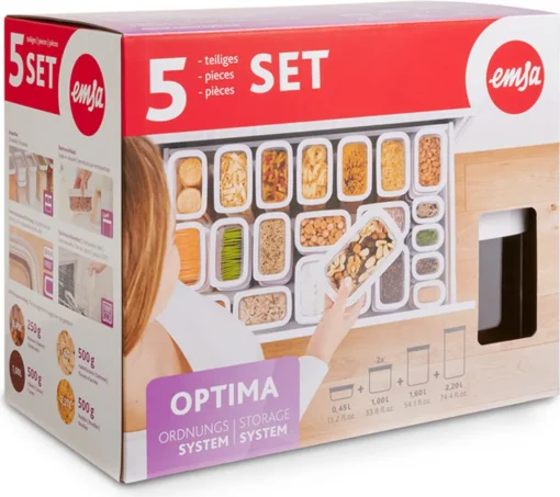 Emsa Trockenvorratsdose OPTIMA 5er Set (0,45/2x1/1,6/2,2L) – Bild 2