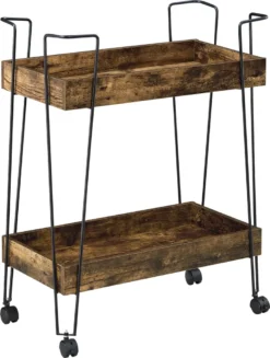 Servierwagen Vaxholm 78x62x32cm Barwagen Beistellwagen Rollwagen Bis 10 Kg Stahlgestell Dunkler Holzton