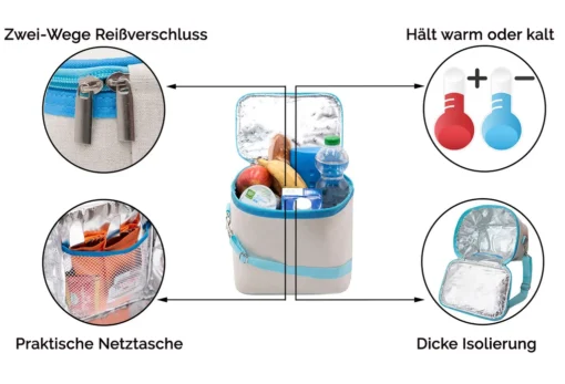 Kühltasche 9L, 23x16x24 Cm, Natur – Bild 2