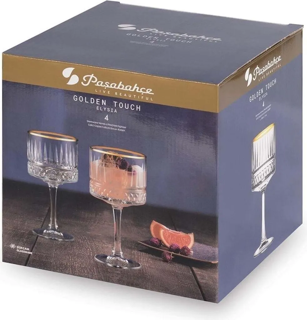 Pasabahce Pasabahace Elysia Golden Touch Kelchglas 4er Set Weingläser, Cocktails, 500 Ml 4 Pasabahce Pasabahace Elysia Golden Touch Kelchglas 4er Set Weingläser, Cocktails, 500 Ml – Bild 4