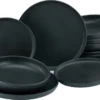 CreaTable 22979 Tafelservice Uno BLACK Für 4 Personen, Steinzeug, Schwarz (1 Set, 12-teilig)